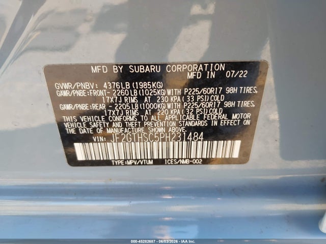 Продажа на аукционе авто 2023 Subaru Crosstrek Sport, vin: JF2GTHSC5PH231484, номер лота: 45282687
