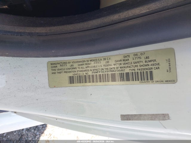 Aukcja sprzedaży 2007 Volkswagen New Beetle Triple White, vin: 3VWFF31Y97M423582, numer aukcji: 45282692