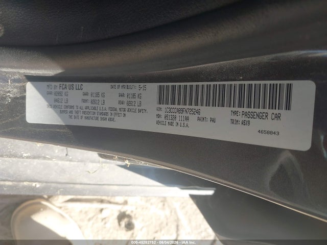 45282752 :رقم المزاد ، 1C3CCCAB9FN725246 vin ، 2015 Chrysler 200 Limited مزاد بيع