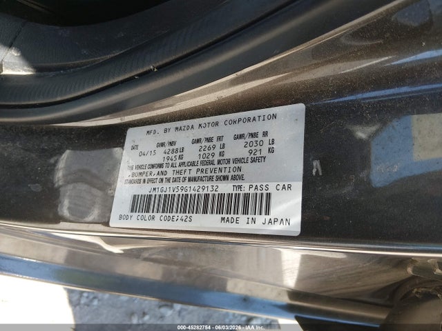 Aukcja sprzedaży 2016 Mazda Mazda6 I Touring, vin: JM1GJ1V59G1429132, numer aukcji: 45282754