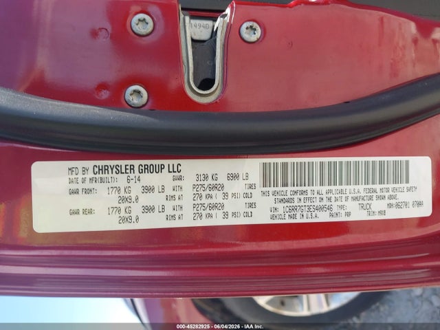 Auction sale of the 2014 Ram 1500 Big Horn, vin: 1C6RR7GT3ES400546, lot number: 45282925