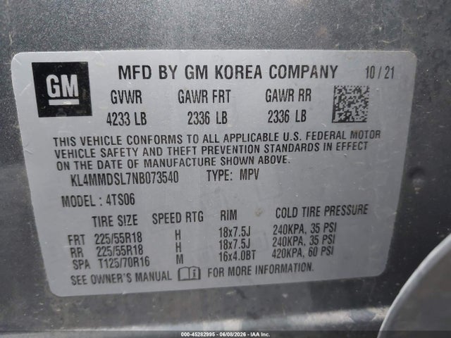 Продажа на аукционе авто 2022 Buick Encore Gx Fwd Select, vin: KL4MMDSL7NB073540, номер лота: 45282995