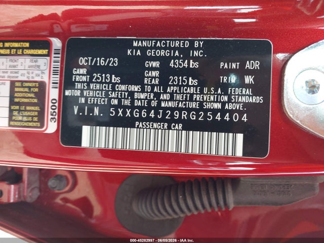 Продажа на аукционе авто 2024 Kia K5 Gt-line, vin: 5XXG64J29RG254404, номер лота: 45282997