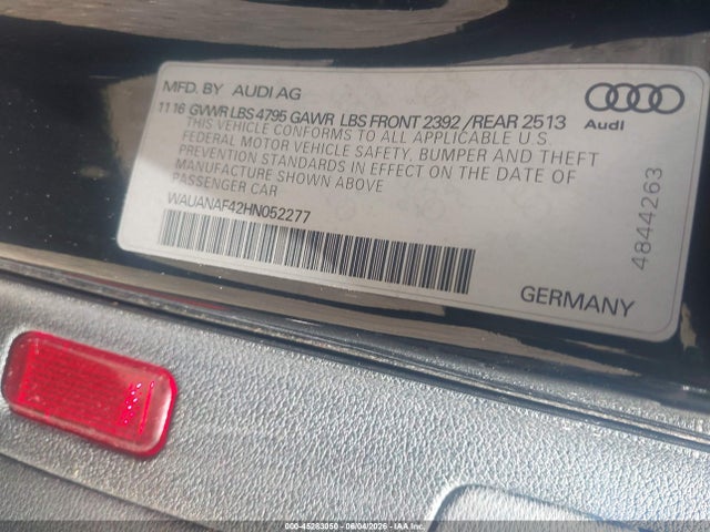 Aukcja sprzedaży 2017 Audi A4 2.0t Premium, vin: WAUANAF42HN052277, numer aukcji: 45283050
