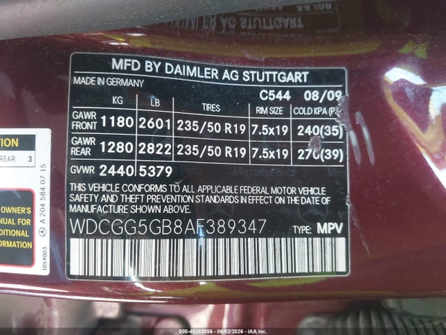 Aukcja sprzedaży 2010 Mercedes-benz Glk 350, vin: WDCGG5GB8AF389347, numer aukcji: 45283056