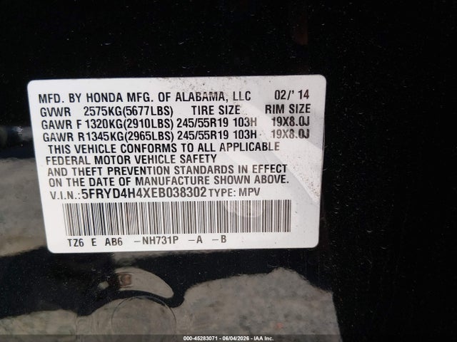 45283071 :رقم المزاد ، 5FRYD4H4XEB038302 vin ، 2014 Acura Mdx Technology Package مزاد بيع