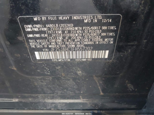 Aukcja sprzedaży 2015 Subaru Forester 2.5i Limited, vin: JF2SJAHC3FH557202, numer aukcji: 45283191