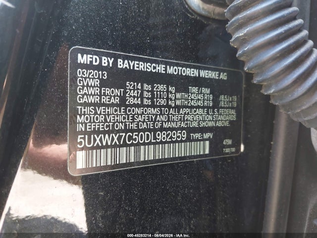 Продаж на аукціоні авто 2013 Bmw X3 Xdrive35i, vin: 5UXWX7C50DL982959, номер лоту: 45283214