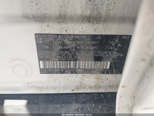 JTMRWRFV3MD125540 Toyota Rav4 Hybrid Xle