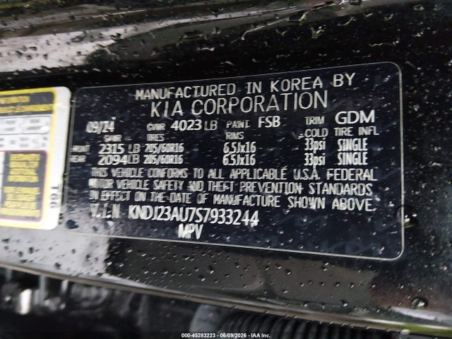 Aukcja sprzedaży 2025 Kia Soul Lx, vin: KNDJ23AU7S7933244, numer aukcji: 45283223
