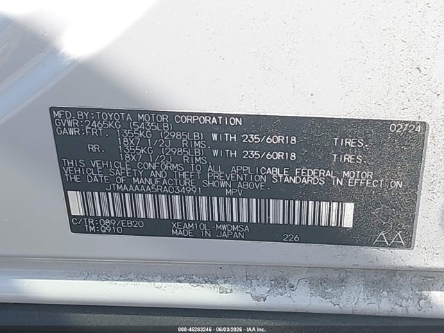 Toyota BZ4X XLE 2024 JTMAAAAA5RA034991 Image 9