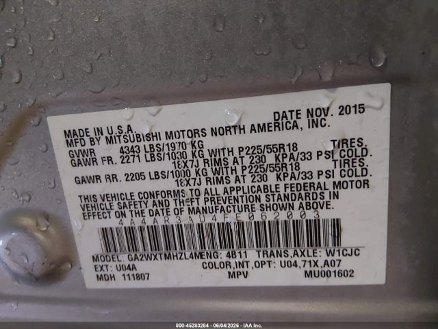 Mitsubishi Outlander Sport Es 2015 4A4AR3AU4FE062003 Image 9