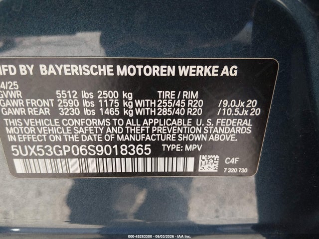 BMW X3 30 Xdrive 2025 5UX53GP06S9018365 Image 9