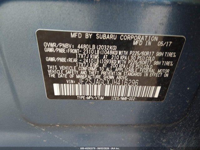 2018 Subaru Forester 2.5i Premium მანქანა იყიდება აუქციონზე, vin: JF2SJAGCXJH416296, აუქციონის ნომერი: 45283379