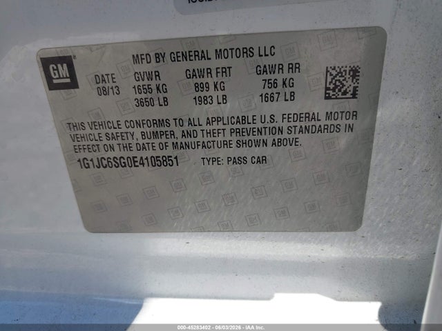 Chevrolet Sonic Lt Auto 2014 1G1JC6SG0E4105851 Image 9