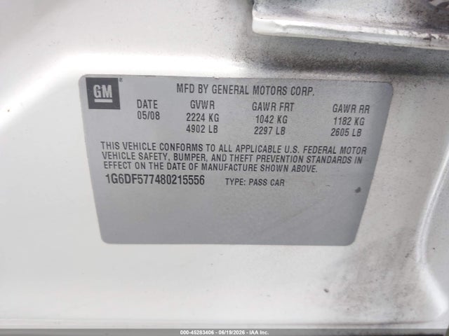 45283406 :رقم المزاد ، 1G6DF577480215556 vin ، 2008 Cadillac Cts Standard مزاد بيع