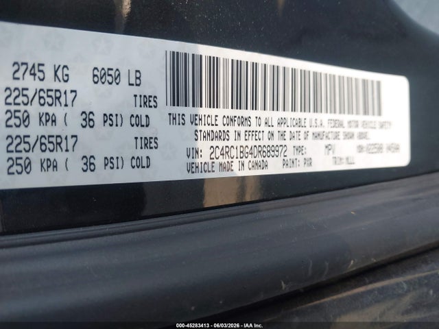 45283413 :رقم المزاد ، 2C4RC1BG4DR689972 vin ، 2013 Chrysler Town & Country Touring مزاد بيع