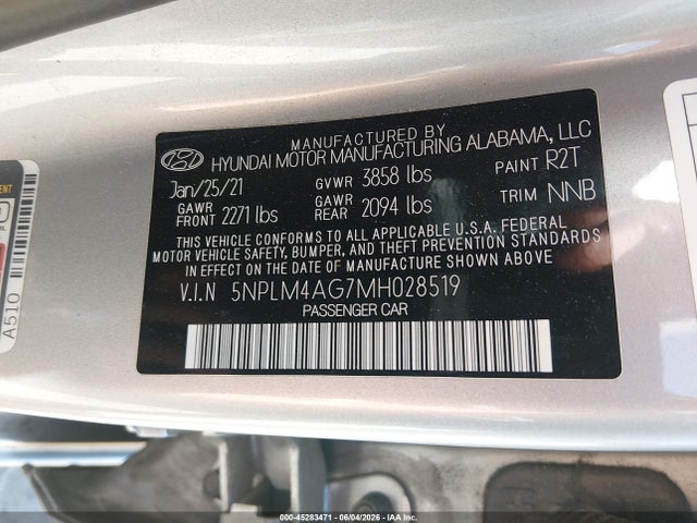 Hyundai ELANTRA SEL 2021 5NPLM4AG7MH028519 Image 9