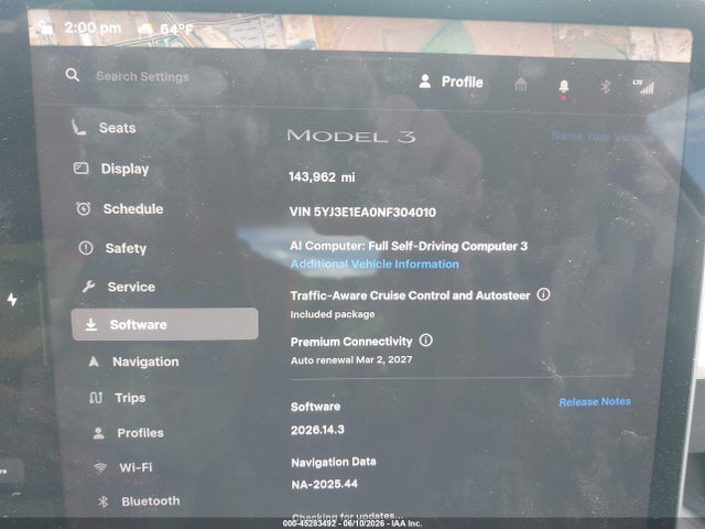 2022 Tesla Model 3 Rear-wheel Drive მანქანა იყიდება აუქციონზე, vin: 5YJ3E1EA0NF304010, აუქციონის ნომერი: 45283492