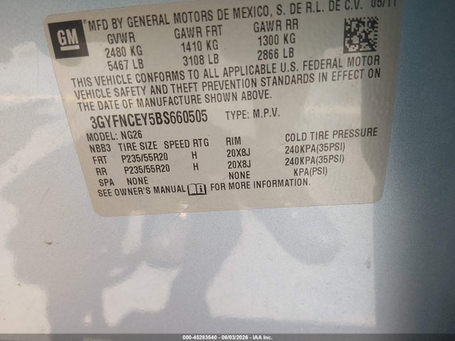 Продажа на аукционе авто 2011 Cadillac Srx Premium Collection, vin: 3GYFNCEY5BS660505, номер лота: 45283540