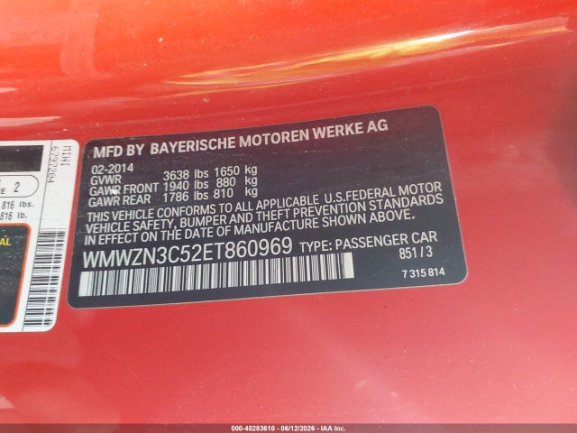 Aukcja sprzedaży 2014 Mini Convertible Cooper, vin: WMWZN3C52ET860969, numer aukcji: 45283610