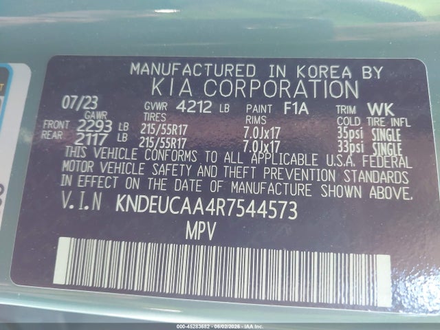 Auction sale of the 2024 Kia Seltos S, vin: KNDEUCAA4R7544573, lot number: 45283682