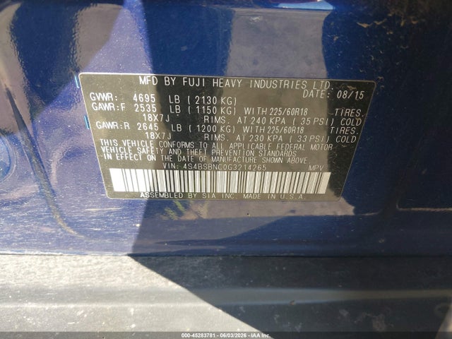 4S4BSBNC0G3214265 Subaru Outback 2.5i Limited