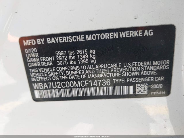 BMW 750i Xdrive 2021 WBA7U2C00MCF14736 Image 9