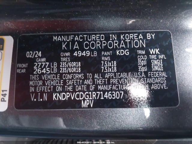 Aukcja sprzedaży 2024 Kia Sportage Hybrid Ex, vin: KNDPVCDG1R7146307, numer aukcji: 45283812