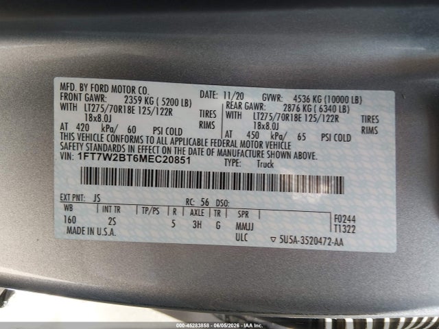 Ford F-250 Xlt 2021 1FT7W2BT6MEC20851 Image 9