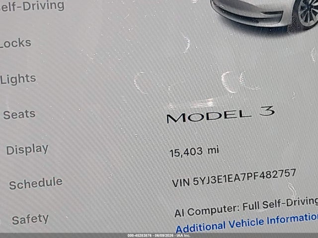 Aukcja sprzedaży 2023 Tesla Model 3 Rear-wheel Drive, vin: 5YJ3E1EA7PF482757, numer aukcji: 45283876