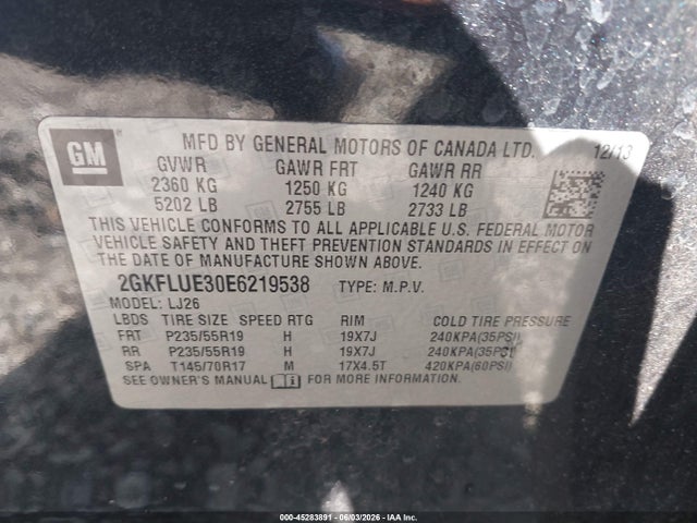 45283891 :رقم المزاد ، 2GKFLUE30E6219538 vin ، 2014 Gmc Terrain Denali مزاد بيع