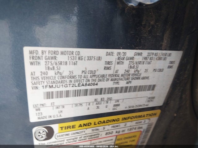 1FMJU1GT2LEA84064 Ford Expedition Xl