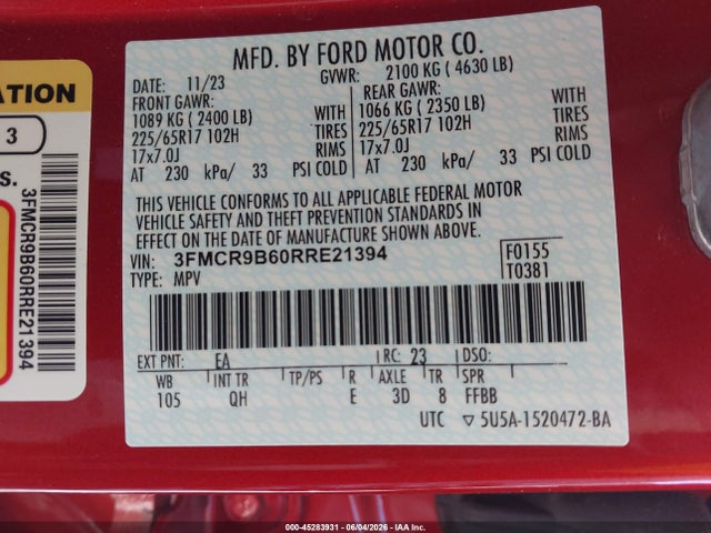 3FMCR9B60RRE21394 Ford Bronco Sport Big Bend