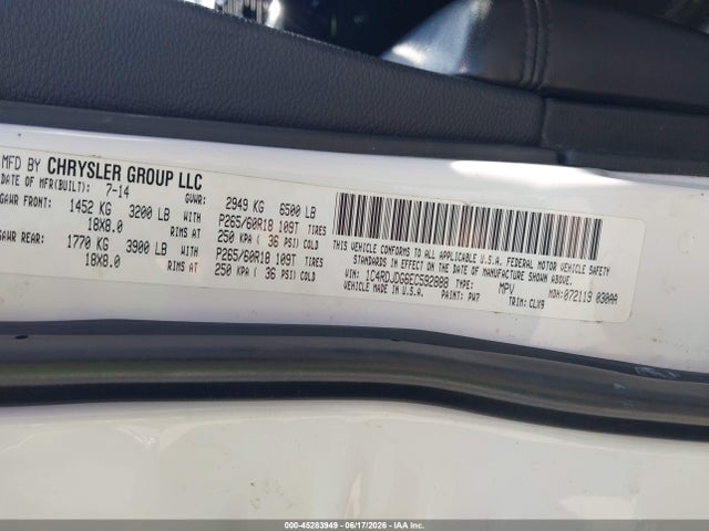 Dodge DURANGO LIMITED 2014 1C4RDJDG6EC592888 Image 9