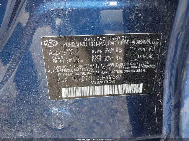 Hyundai ELANTRA SE 2020 5NPD74LF0LH616289 Image 9