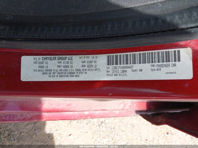 Продаж на аукціоні авто 2011 Chrysler 200 Touring, vin: 1C3BC1FG4BN504037, номер лоту: 45283969