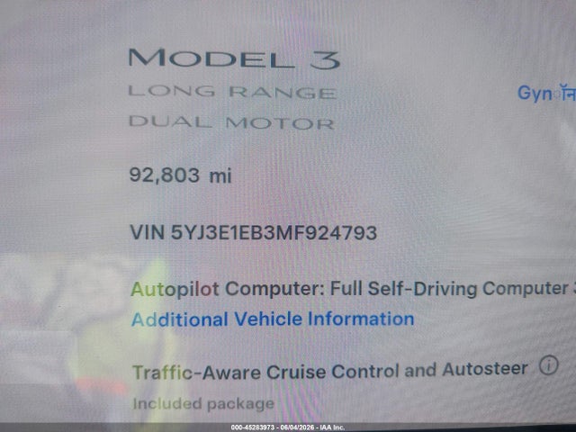 Tesla Model 3 Long Range 2021 5YJ3E1EB3MF924793 Image 15