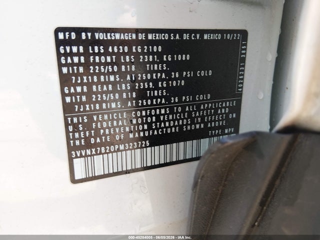 45284005 :رقم المزاد ، 3VVNX7B20PM323725 vin ، 2023 Volkswagen Taos 1.5t Se مزاد بيع