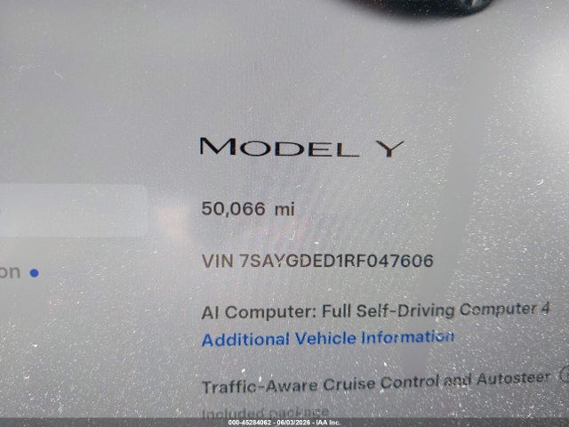 Продаж на аукціоні авто 2024 Tesla Model Y Long Range Single Motor Rear-wheel Drive/rwd, vin: 7SAYGDED1RF047606, номер лоту: 45284062