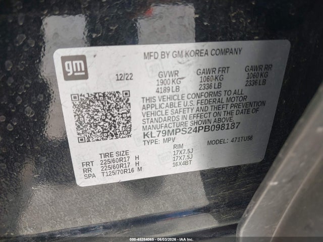 KL79MPS24PB098187 Chevrolet Trailblazer Fwd Lt