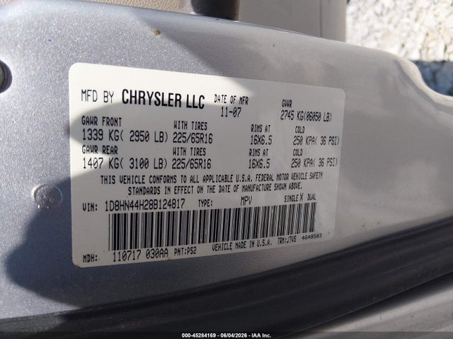 Продажа на аукционе авто 2008 Dodge Grand Caravan Se, vin: 1D8HN44H28B124817, номер лота: 45284169