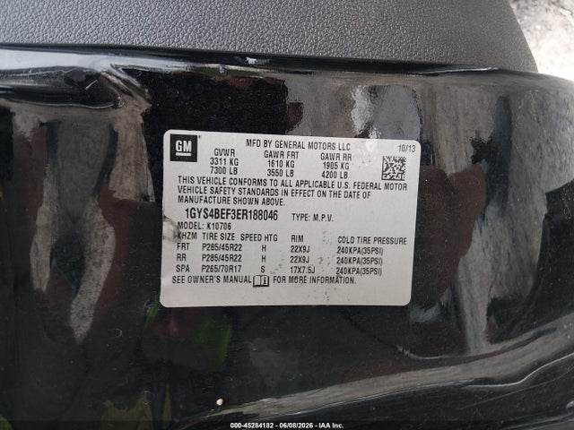 2014 Cadillac Escalade Luxury მანქანა იყიდება აუქციონზე, vin: 1GYS4BEF3ER188046, აუქციონის ნომერი: 45284182