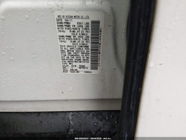 Продаж на аукціоні авто 2012 Infiniti Fx35, vin: JN8AS1MU7CM120154, номер лоту: 45284247