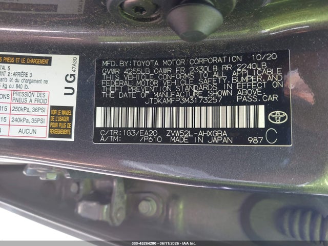 Toyota Prius Prime Xle 2021 JTDKAMFP3M3173257 Image 9