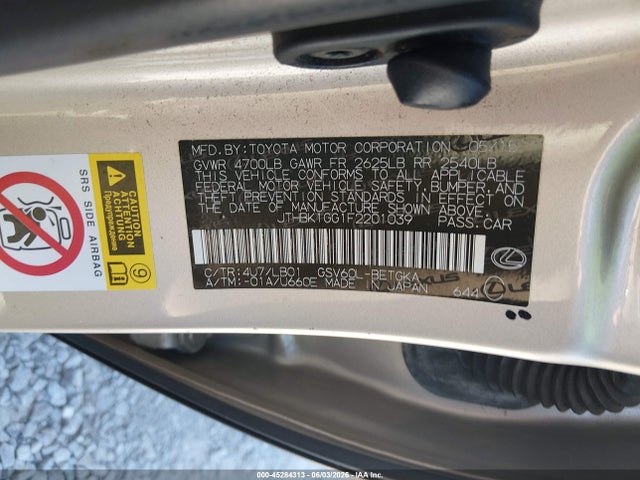 Aukcja sprzedaży 2015 Lexus Es 350, vin: JTHBK1GG1F2201039, numer aukcji: 45284313