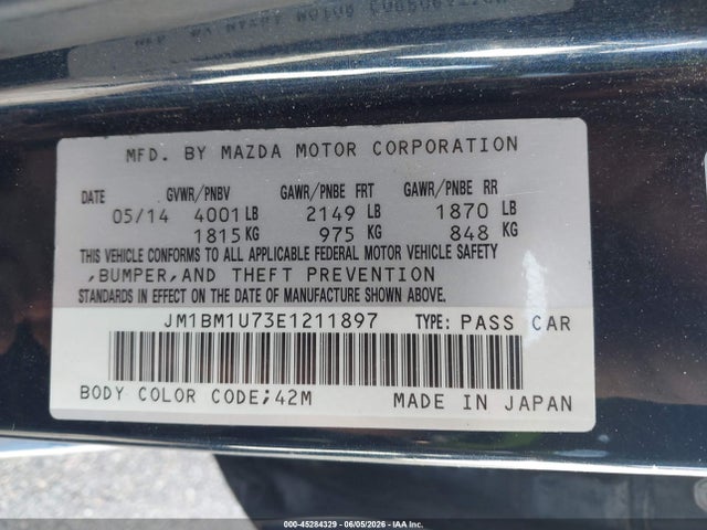 Aukcja sprzedaży 2014 Mazda Mazda3 I Sport, vin: JM1BM1U73E1211897, numer aukcji: 45284329