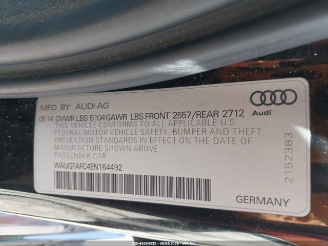 Aukcja sprzedaży 2014 Audi A6 2.0t Premium, vin: WAUGFAFC4EN164492, numer aukcji: 45284332