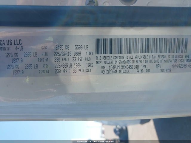 1C4PJMLXXKD451248 Jeep Cherokee Altitude 4x4