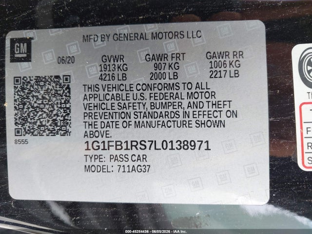 1G1FB1RS7L0138971 Chevrolet Camaro Rwd 1lt